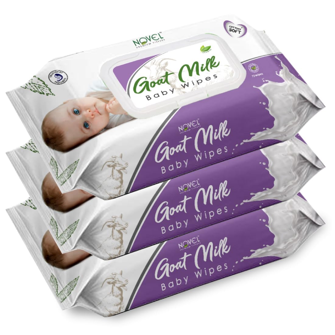Novel Goat Milk Baby Wipes 72's Sheet-picture-3