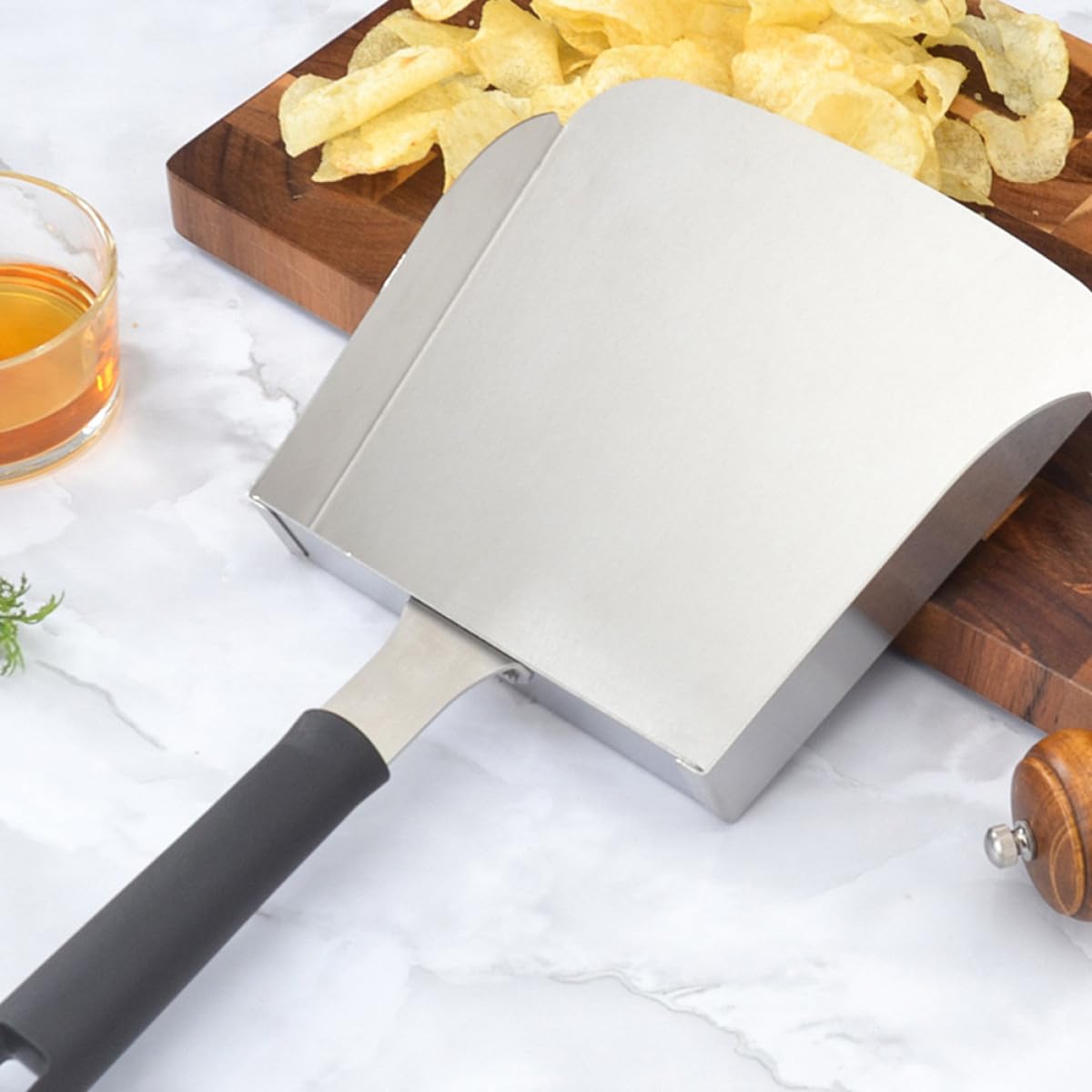 Angoily Espátula Multiusos de Acero Inoxidable 15,16 Pulgadas para Transferir Alimentos como Papas Fritas y Pollo Frito en Cocina Profesional y Doméstica