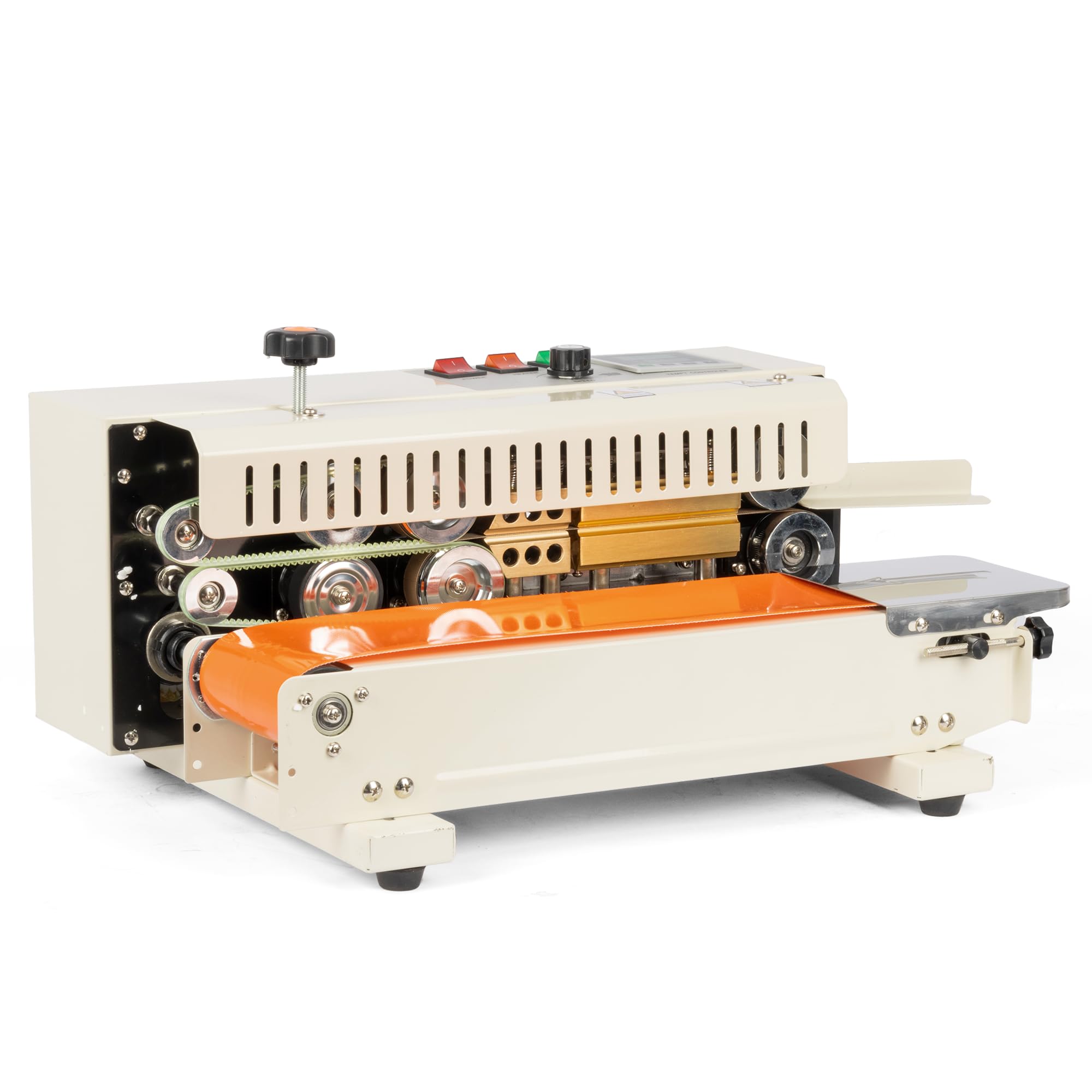 U.S. Solid Automatischer Kontinuierliche Bandversiegelungsgerät – Horizontales Tisch-Versiegler für PVC-Beutel (0,02-0,8mm) mit Digitaler Temperaturregelung & Stempelkodierung (220V)