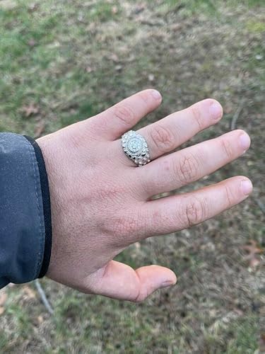 Men's 0.5Ct Moissanite Ring - Real Solid 925 Sterling Silver Cluster Nugget Ring - Iced Hip Hop Nugget Men's Ring Sizes 6-13 - Real Moissanite Stones (7) #TOP6