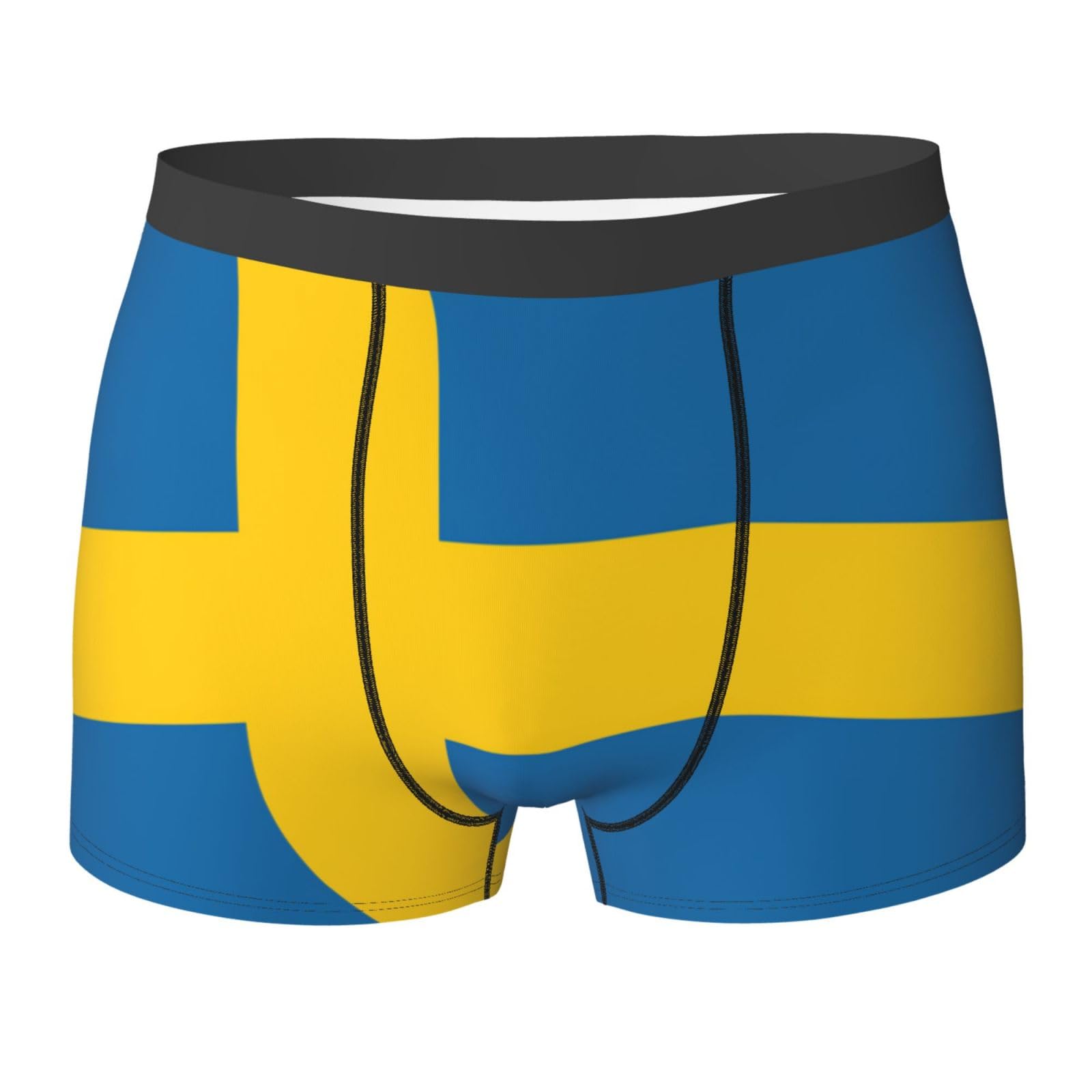 Kwqdozf Men's As Pic Swedish Flag Print Boxer Briefs,Microfibre Stretch Fit Underwear Shorts Gents For Everyday Wear