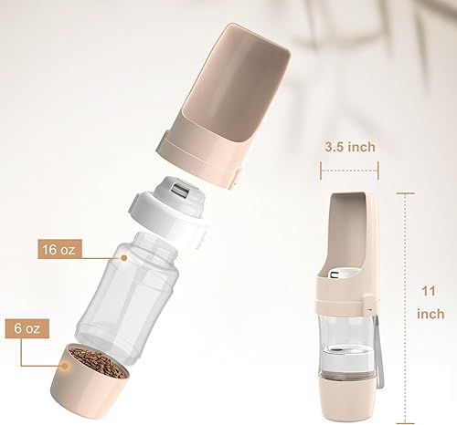 Miniatura 4 de Botella de agua portátil para perros, agua de viaje plegable con recipiente para alimentos, a prueba de fugas y botella de agua ligera para perros,