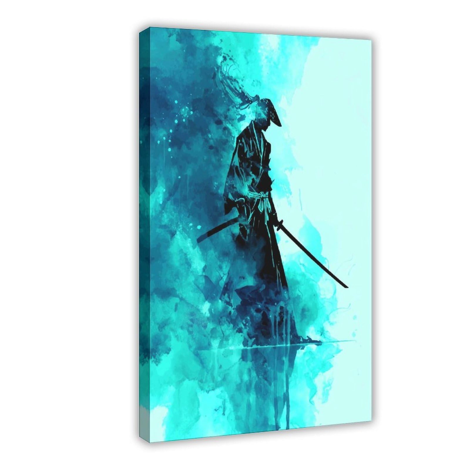 Pyberon Frame-Style Japanese Samurai Canvas Poster For Dorm Room Decor Gift