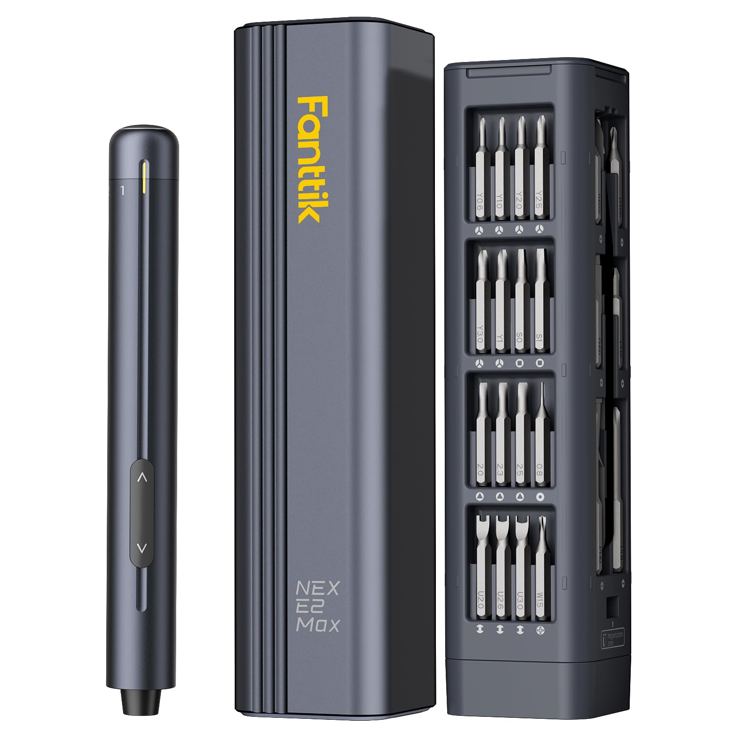 Fanttik E2 Max Mini Electric Screwdriver, Electric Screwdriver Cordless, Max 0.4N.m, 50 Magnetic Bits, 5/32'' Hex, Magnetic Storage, Repair Tool for