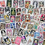 50 PCS Gothic Skeleton Tarot Dark Academia Stickers – Book Lovers Aesthetic Decals for Scrapbooking, Journaling, Laptop, Water Bottle, Vintage Dark Academia Readers