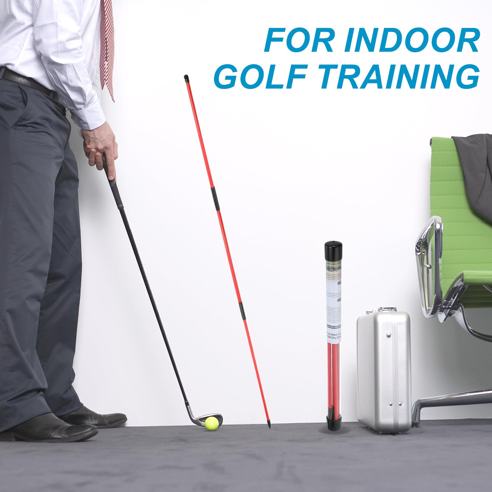 QUARKZMAN Bastone Indicatore Golf, Bastone di Allineamento Pieghevole Pratica di Golf Strumento per Praticare Swing Puntare Allenare