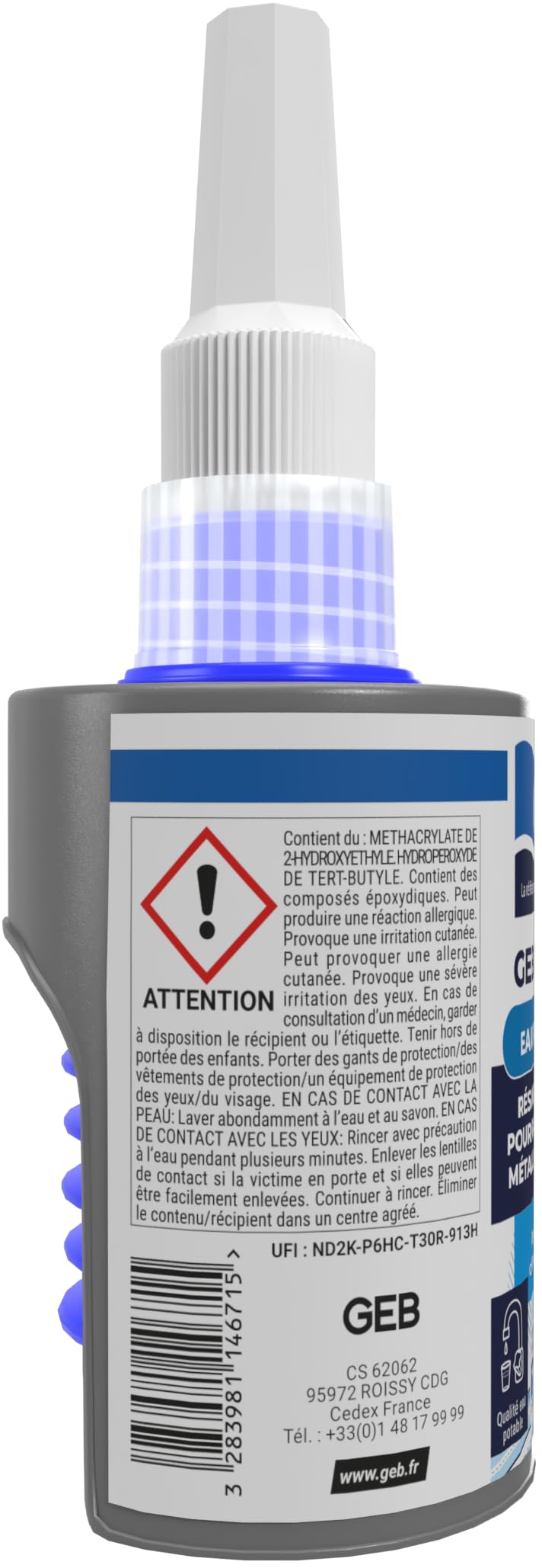 GEB Gebetanche eau potable RT1. Résine d'étanchéitée anaérobie pour raccords filetés métalliques coniques ou cylindriques sur réseaux sanitaires - 75ml