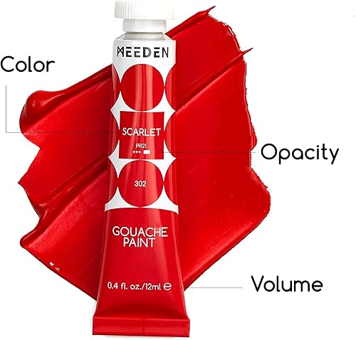 Miniatura 3 de MEEDEN Gouache - Juego de pintura no tóxica, 24 x 0.4 fl oz0.4 onzas, tubos de gouache a base de agua, pinturas para lienzo y papel, suministros de