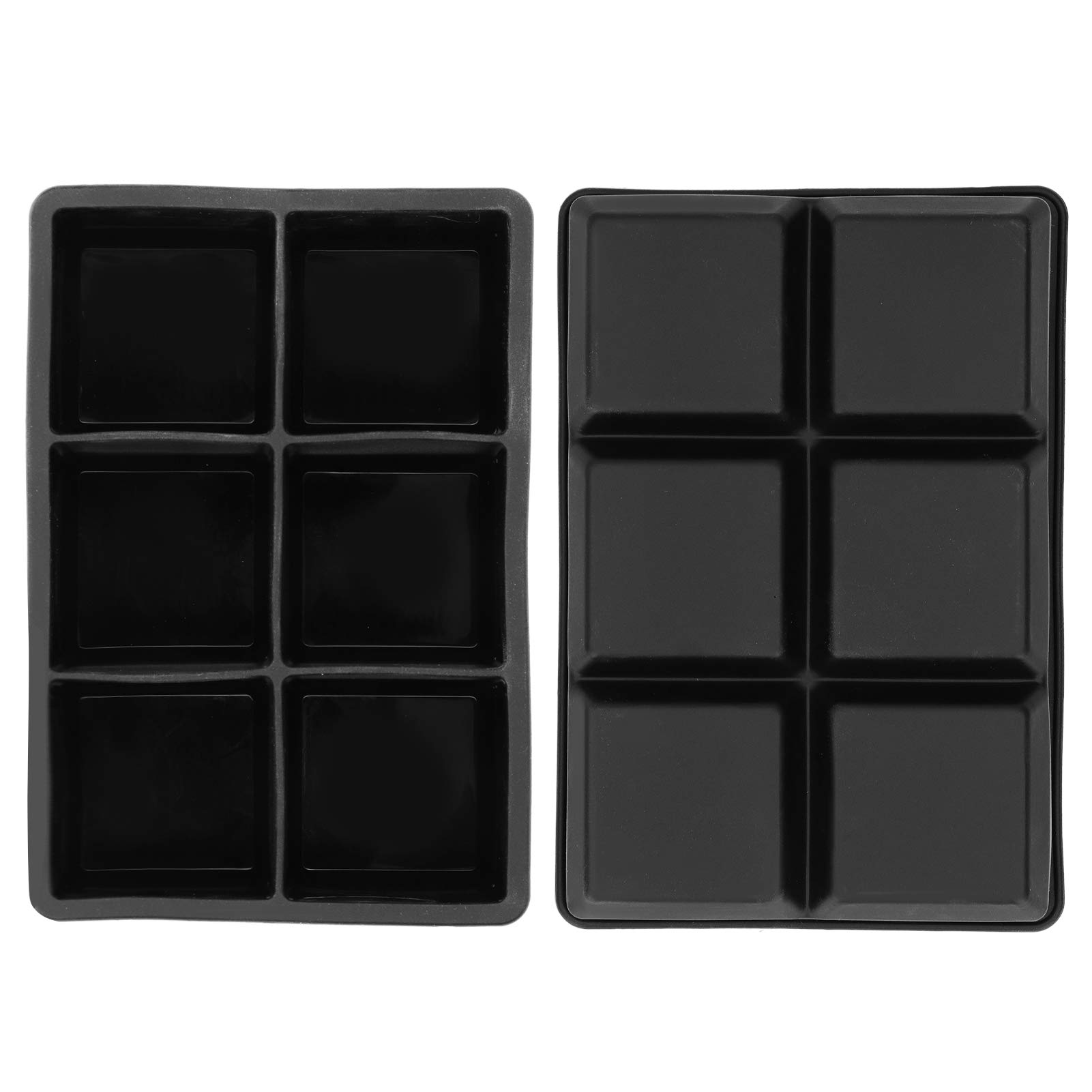 Large Ice Cube Maker Square Ice Cube Tray Silicone Ice Patterns Party Bar Accessories for Whiskey Cocktails 6 Grids