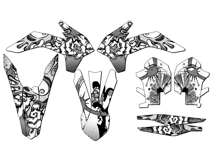 2014 EXC Zany White Senge Graphics Base Kit Compatible with KTM