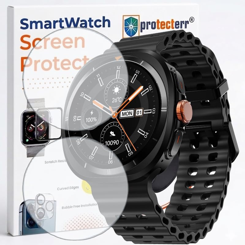 Image of 2 Pack Smartwatch Screen Protector for Fire Boltt Axiom 1.43 inch - Flexible TPU Screen Guard, Ultra Thin, Scratch Resistant, Bubble Free, Full Coverage - Not Tempered Glass