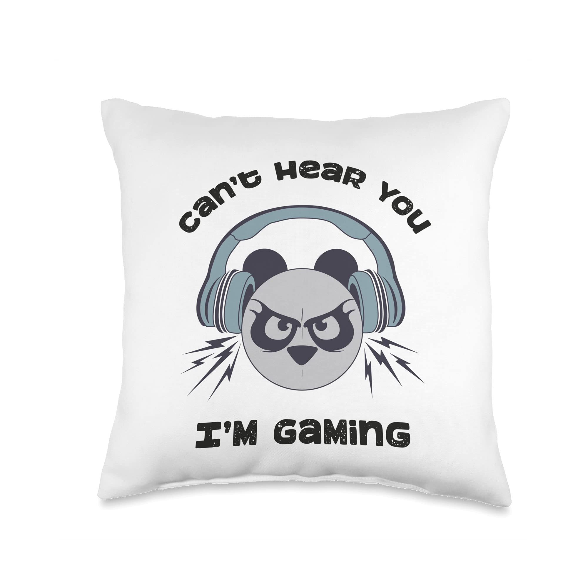 Can't Hear You I'm Gaming Video Gamer Headset Panda Men Boys Throw Pillow