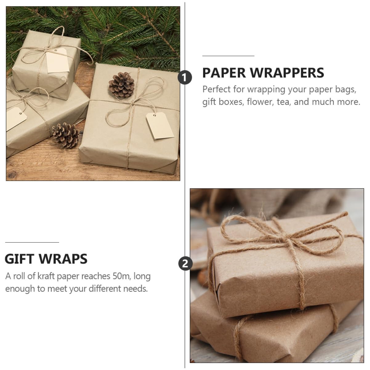 Rollo de Papel Kraft Khaki 1 Rollo para Embalaje y Manualidades DIY