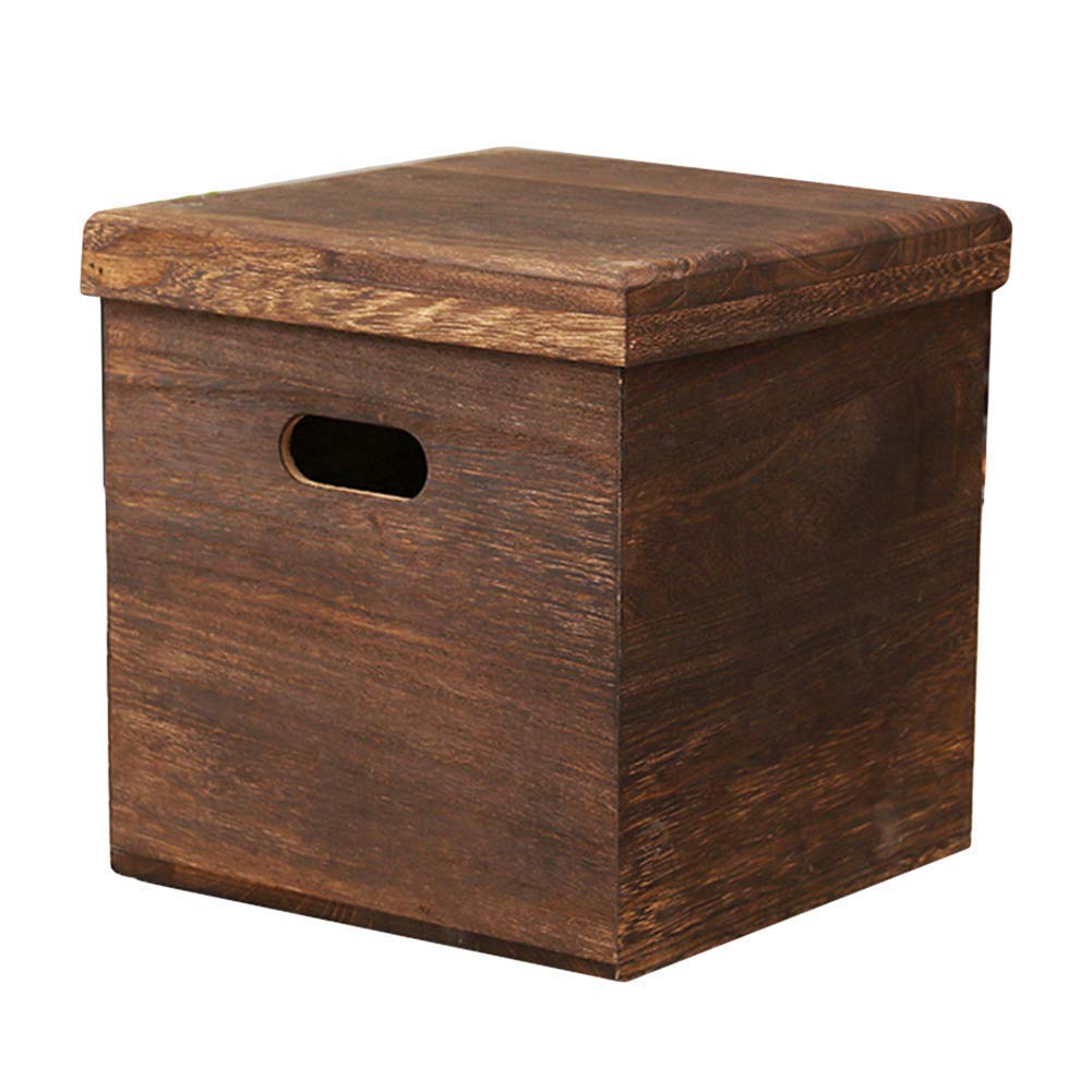 Pouf de rangement en bois massif de 30cm pour optimiser votre coin lecture
