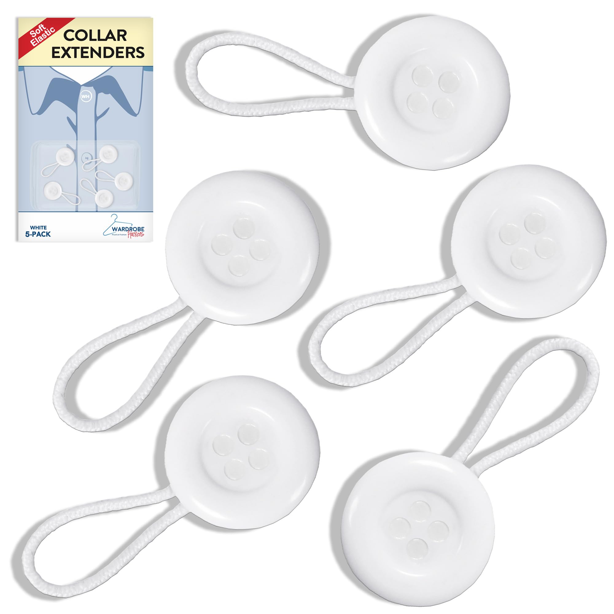 Collar Extenders for Mens Shirts Soft Elastic Neck Relief Tight Collars for Dress Shirts Button Expanders