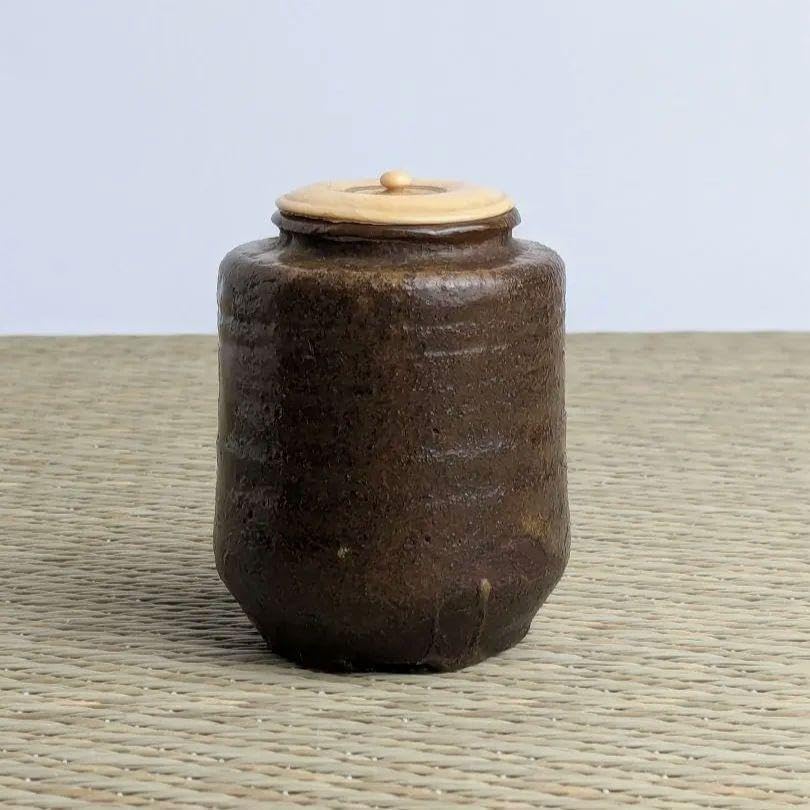 瀬戸鶴首茶入 古瀬戸 鶴首茶入 加藤唐三郎 茶道具 送料無料 古瀬戸 鶴首