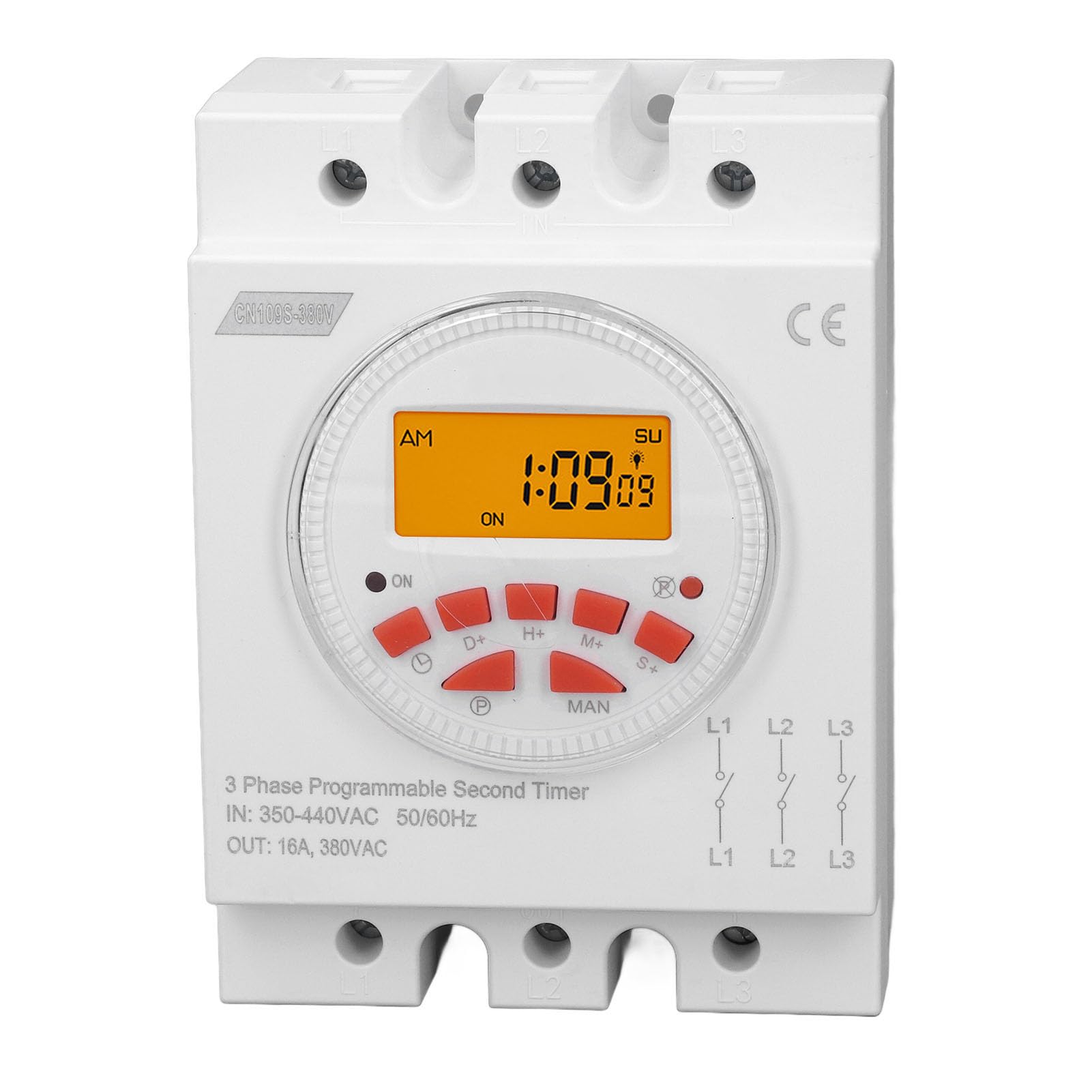 Interruptor Temporizador de Alimentación de Control Programable Trifásico Fácil de Usar con BateríA de Respaldo, para Puertas Automáticas de Gallinero, Resistencia de 16 A de Capacidad