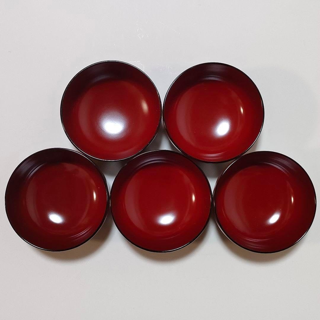 木製漆器 赤い漆器 椀 5個セット 布着せ塗り一汁三菜 赤い