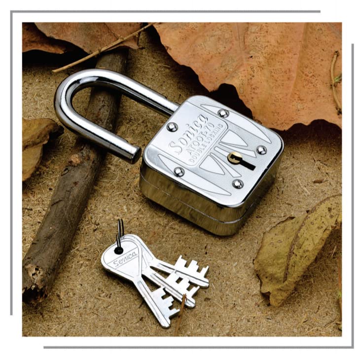 Sonica Atoot Squre 5 Atoot Safty Pins Latest Double Locking Technology Lock Extra Strength, This Lock Not Open Duplicate Keys, 3 Keys Many Diffrent Sizes Medium to Large (70 MM)