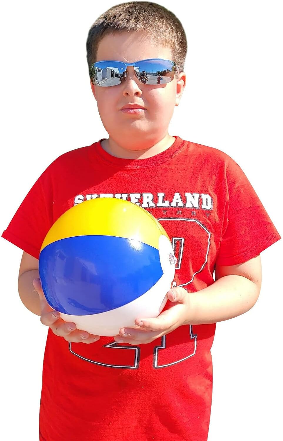 Zugar Land Colorful Rainbow Beach Balls (8") Soft and Light Perfect for Kids Swimming Playing Bouncing Bouncy Fun Inflate Inflatable Toy image 4