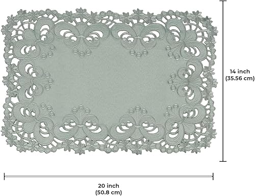 Miniatura 8 de Decozen Juego de 6 manteles individuales rectangulares de lino con encaje, bordado europeo para mesa de comedor, decoración del hogar, boda, 14 x 20