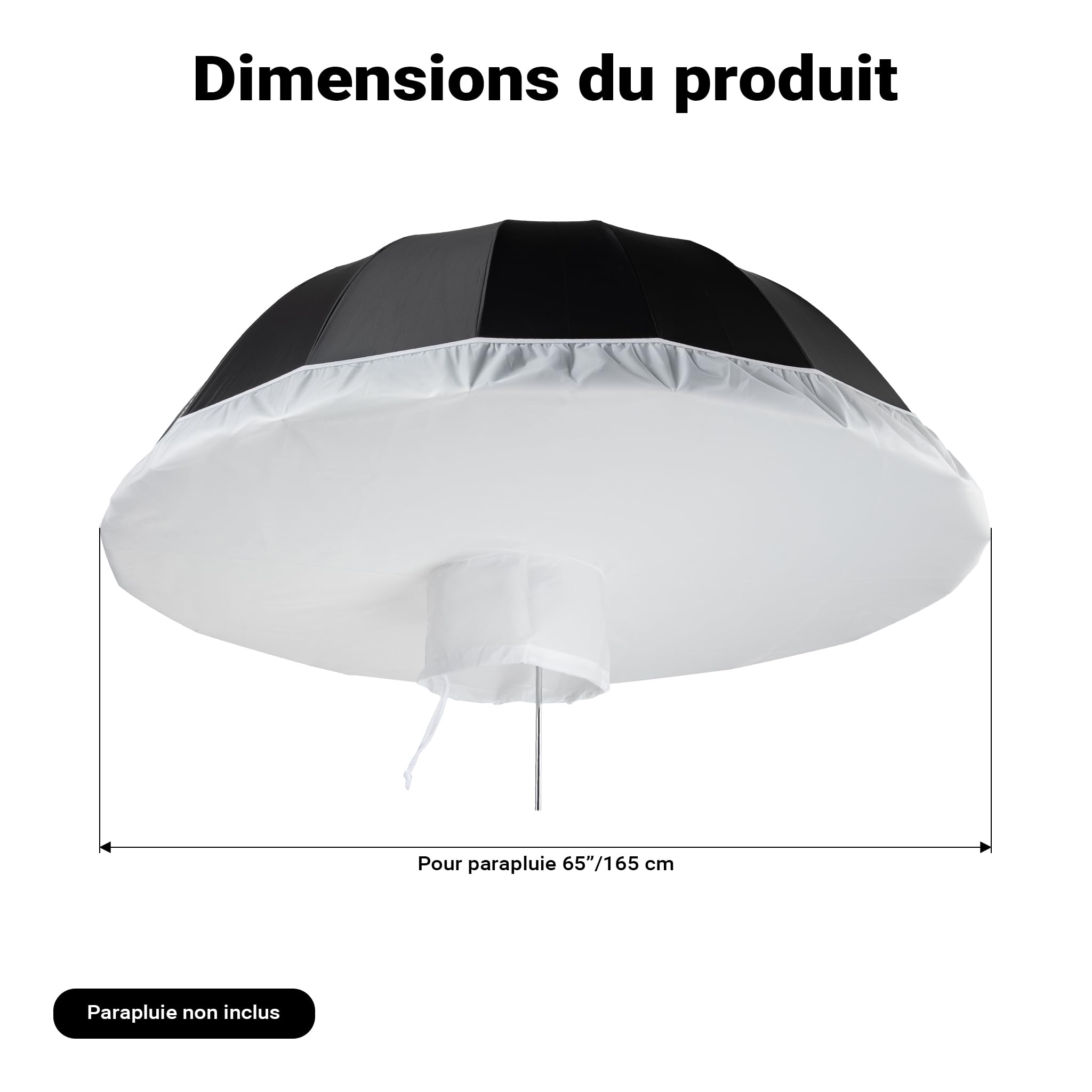 Walimex pro Diffuseur pour parapluies réflecteurs paraboliques Ø 165 cm – Diffuseur de lumière pour Une lumière Douce et homogène dans Les Studios Photo et la Photographie de Portrait