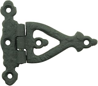 Renovators Supply Manufacturing Black Cabinet Door Strap Hinge with Hardware 3 in. Rust Resistant Wrought Iron Flush Mount Hinge for Cabinets