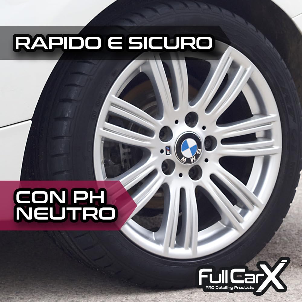 FULLCARX Iron Cleaner 5L Iron Remover Pulitore Cerchi Auto, Decontaminante PH Neutro, Pulizia Senza Sfregamento, Adatto per Cerchi in Alluminio Lega Cromato Moto, Prodotto Professionale Detailing
