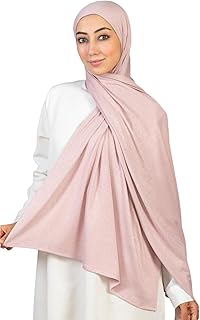 فرح سكارف قطن جيرسي كويتي للنساء - بينك فاتح - 190 × 75 سم
