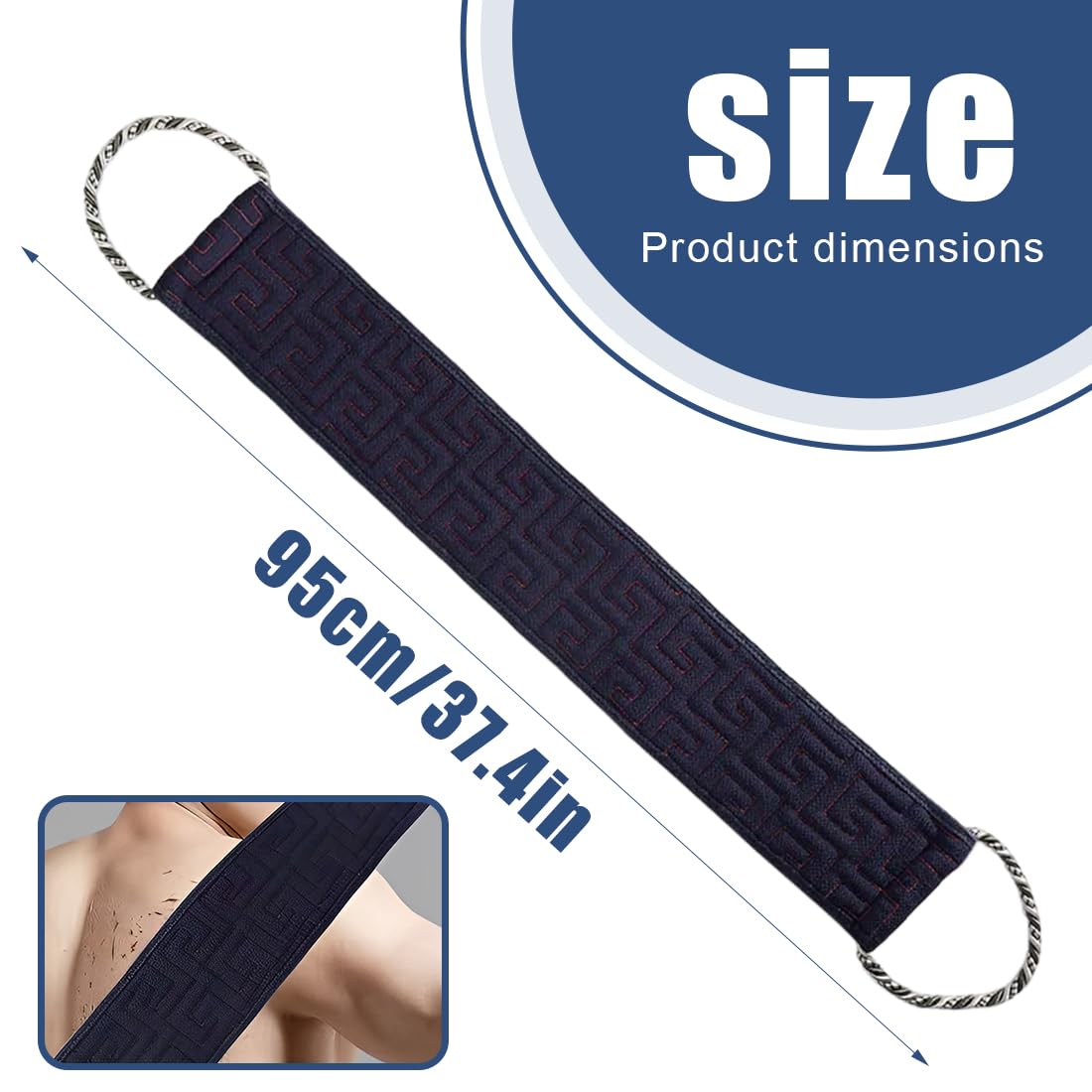 XUKZIMA Exfoliating Back Scrubber for Shower 38 Inches Back Scrubber with Handles Washcloth Body Exfoliator Bath Tool for Use in Shower Double-Sided Back Washer to Deep Clean Your Body for Men & Women - Image 2