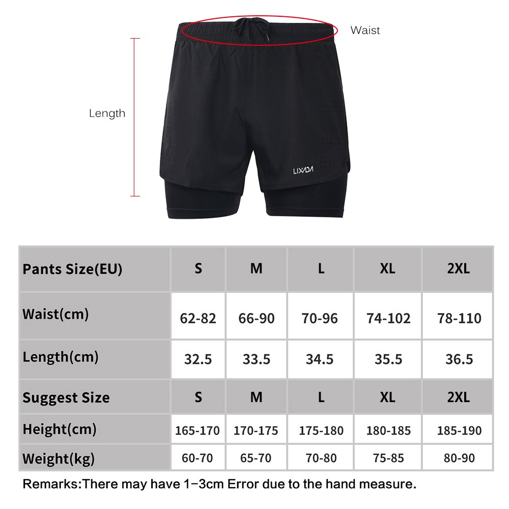 Lixada Pantaloncini da Corsa 2 in 1 da Uomo, ad Asciugatura Rapida, Traspiranti, con Scarpetta Lunga