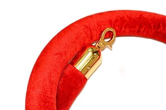 QWAYROPE-21-6-2P QwayRope, Classic Line, 6 Red Velour Rope, Polished Brass Ends