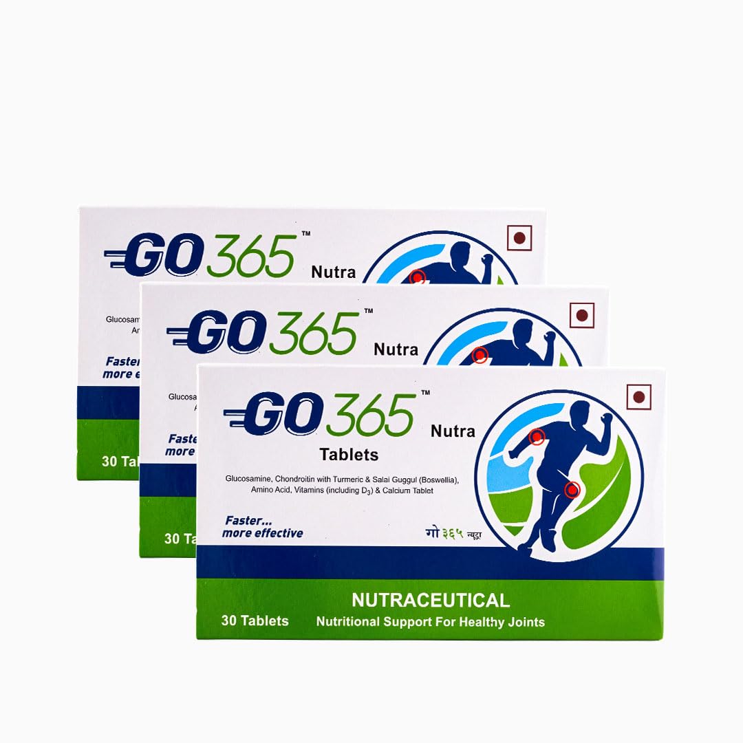 Charak Go 365 Nutra Tablet for Joint Health | Made with Glucosamine, Turmeric, Calcium & Vitamin D3 | Joint pain tablets Each 30 Tablets(Pack of 3) (B0B58KBWC2) Amazon Price History, Amazon Price Tracker