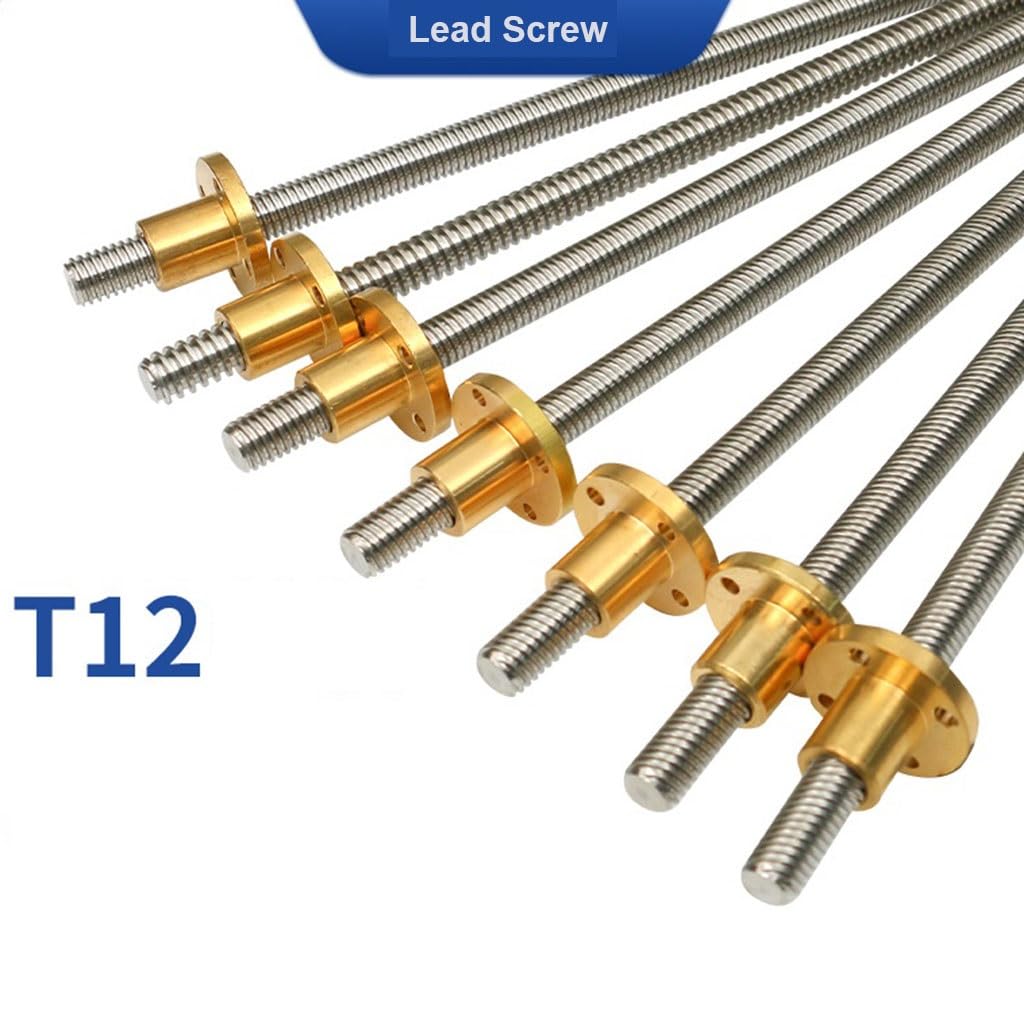 Präzisions-Trapezgewindespindel, T12-Gewindespindel for CNC-3D-Drucker, Steigung 2 mm, Steigung 16 mm, 20 mm, Länge 100–1000 mm, Trapezstange mit Kupfermutter, 1 Stück (850 mm, 16 mm)(750mm,16mm)