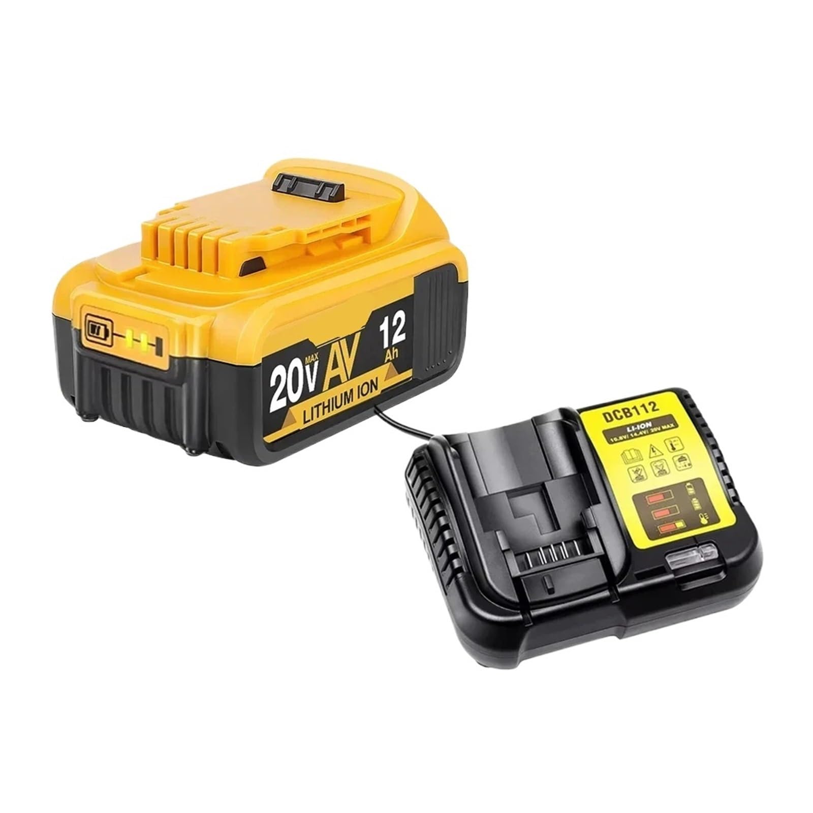Akumulator do elektronarzędzi 12000 mAh 20 V kompatybilny z Dewalt DCB206/DCB205/DCB200/DCB204-2 (ładowarka DW12X1 x 1)