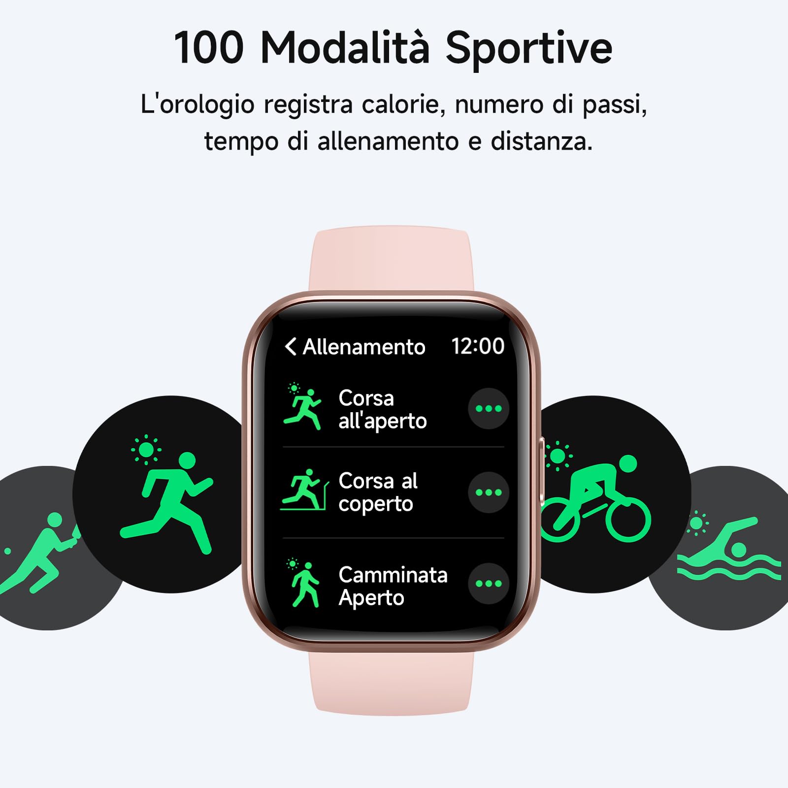 Smartwatch Uomo Donna con Chiamate Bluetooth, Alexa Integrato, 1.8” Orologio Smartwatch con 100 Sportive/Cardiofrequenzimetro/Sonno/SpO2, Impermeabil IP68 Fitness Tracker per iOS Android Regalo, Rosa