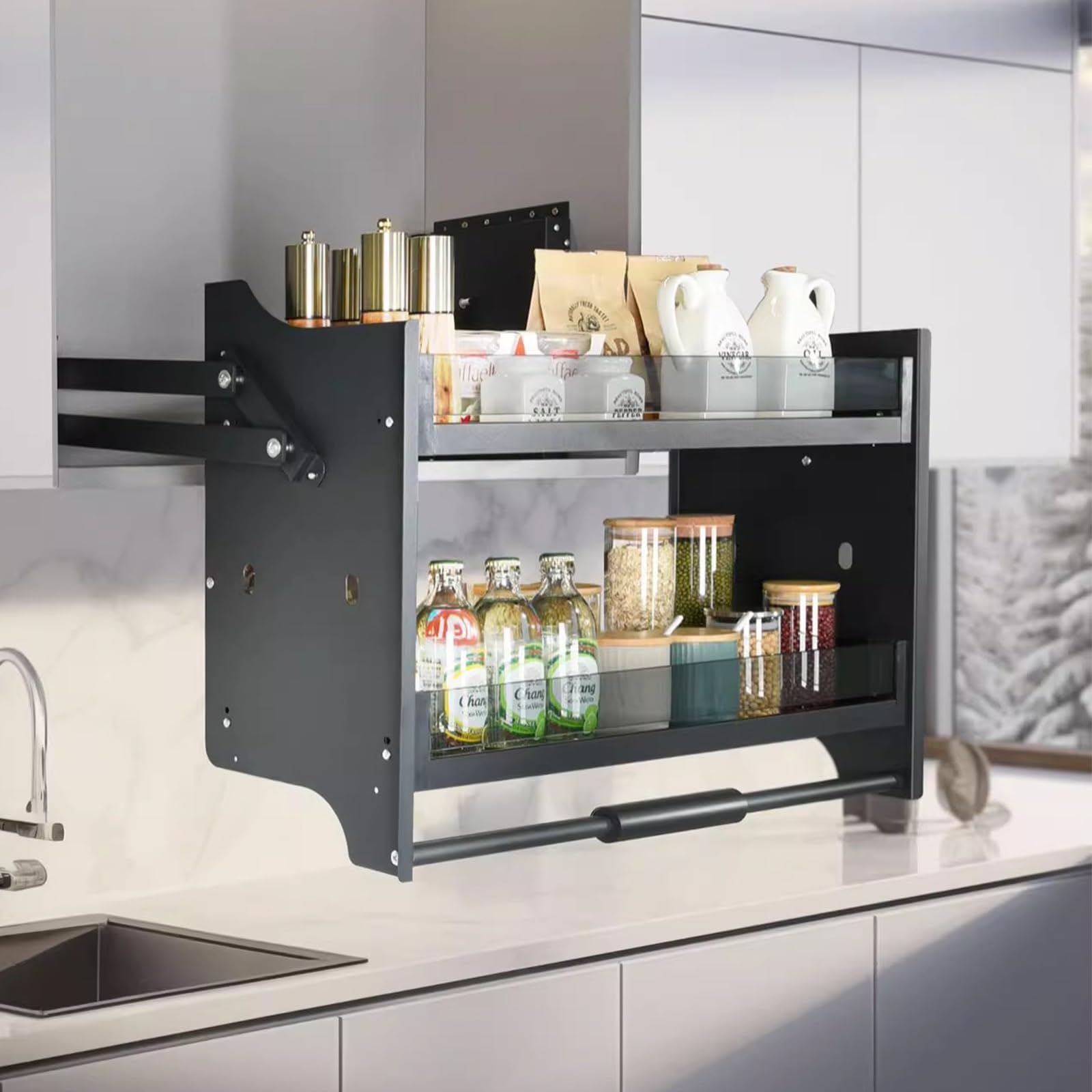 Opbergmand Onder De Plank, 2-pack Onder De Plank Opknoping Metalen Draad Opbergmand Organizer Voor Keuken Kast Kantoor Bijkeuken Badkamer Kast Wit