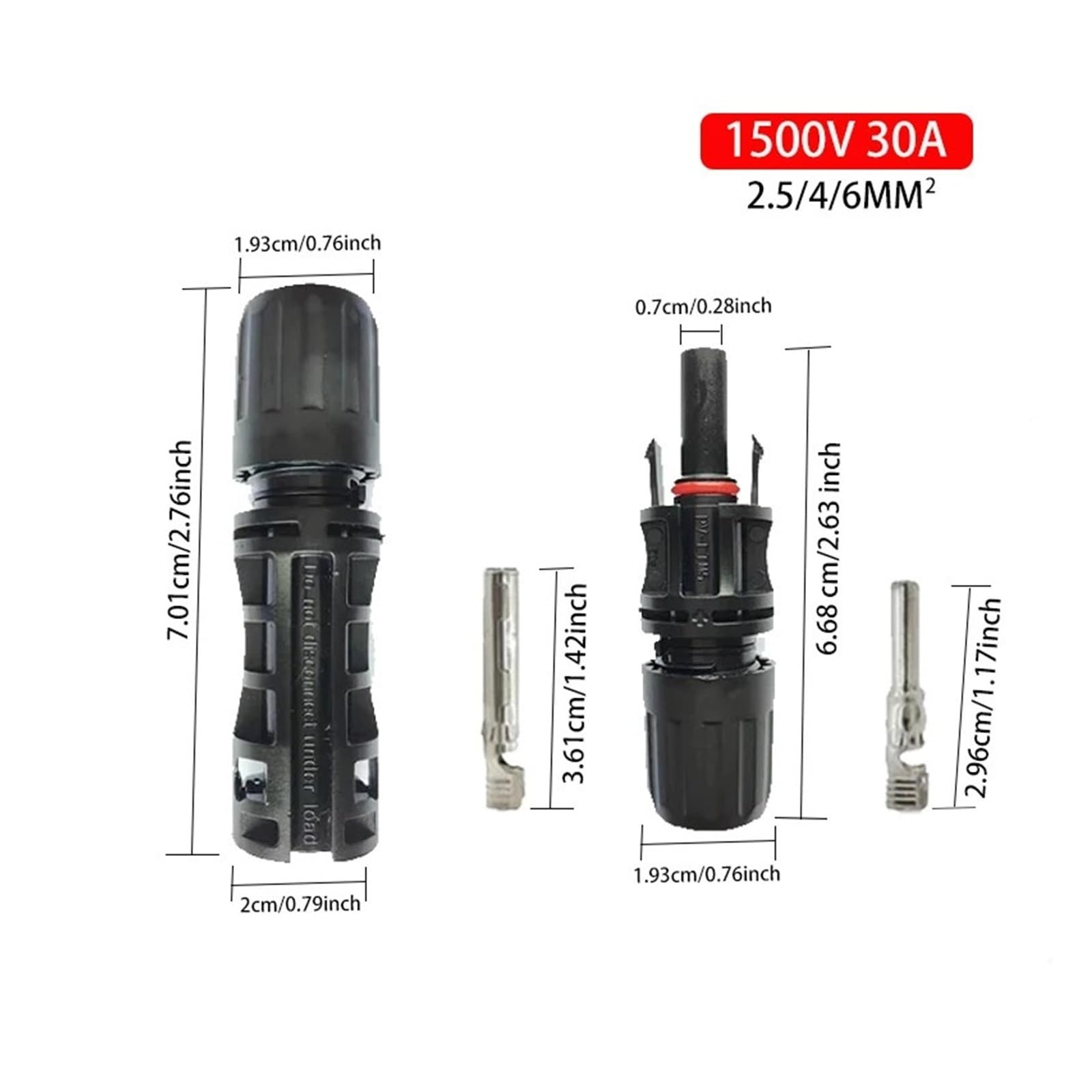 solar stecker 10/5 Paare 1500 V 30 A oder 50 A Drahtverbinder Elektrisches Solarkabel verbinden for PV-Stecker und -Buchsen for 2,5/4/6/10 mm2(30A (2.5-6mm2),5 Pairs(10pcs))