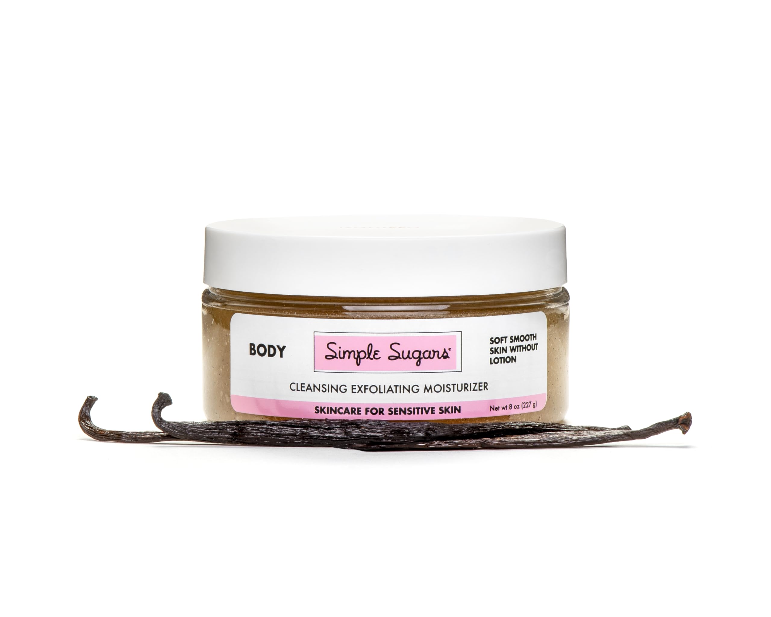 Simple Sugars Vanilla Body with Emu Oil - All-Natural Cleansing Exfoliating Moisturizer for Sensitive Skin, Dry Skin, Eczema, Psoriasis, KP