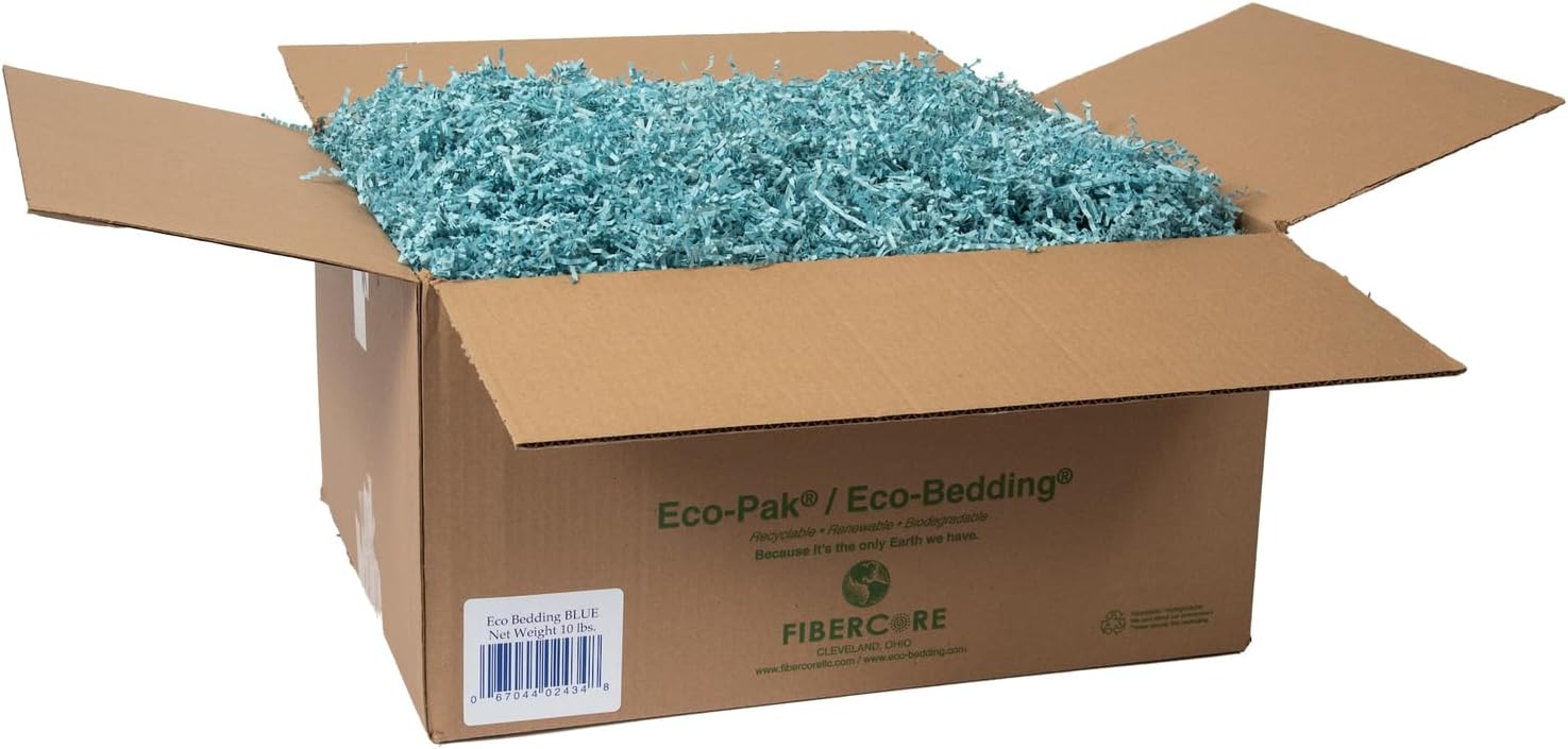 ECO BEDDING 99% Dust Free Paper Bedding for Small Pets and Birds, Blue Bulk Box, 10 lb (Expands to 250 L)