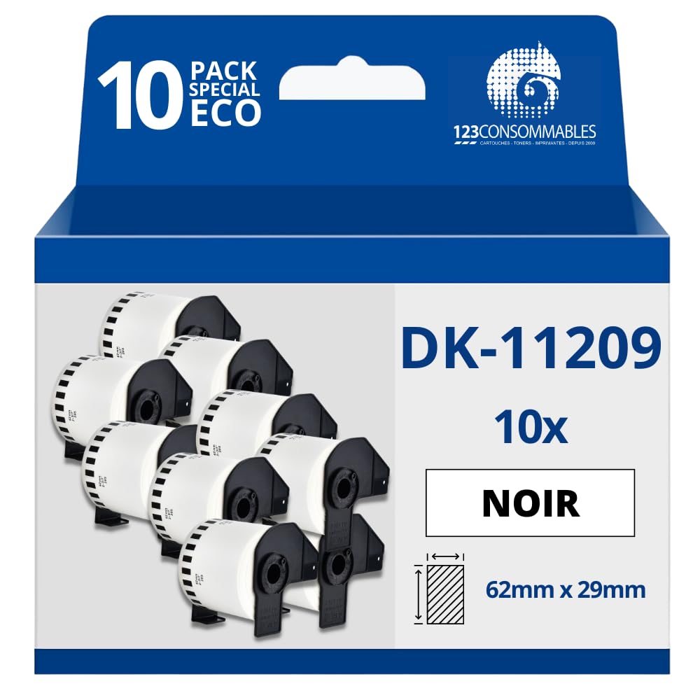 Étiquette compatible Brother DK-11209 à impression thermique nette en pack de 10