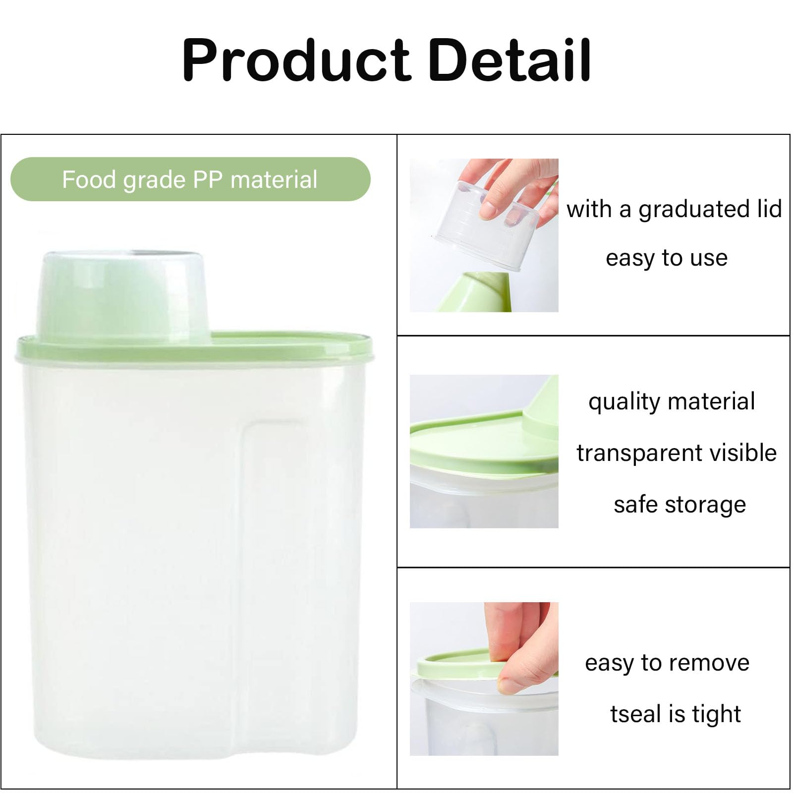 4 Pezzis Contenitore Ermetico Cereali Alimentare, porta cereali da colazione dispenser, Serbatoio Alimenti Secchi, Trasparente Airtight Secco Contenitore Alimenti, Caffè, Farina con Misurino (small)