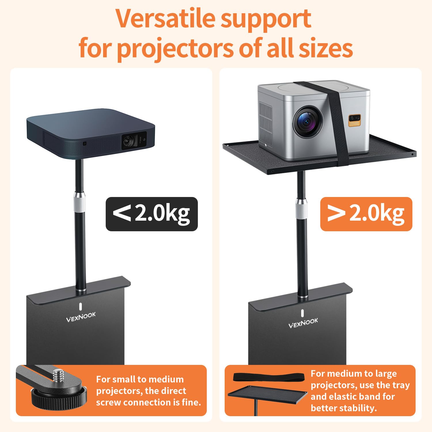 Uchwyt do projektora do łóżka i sofy z metalową misą – regulowana długość stojaka 24-41 cm, ukryty design, uchwyt na łóżko, sofę, do projektora, kompatybilność ze 100% projektorami XGIMI