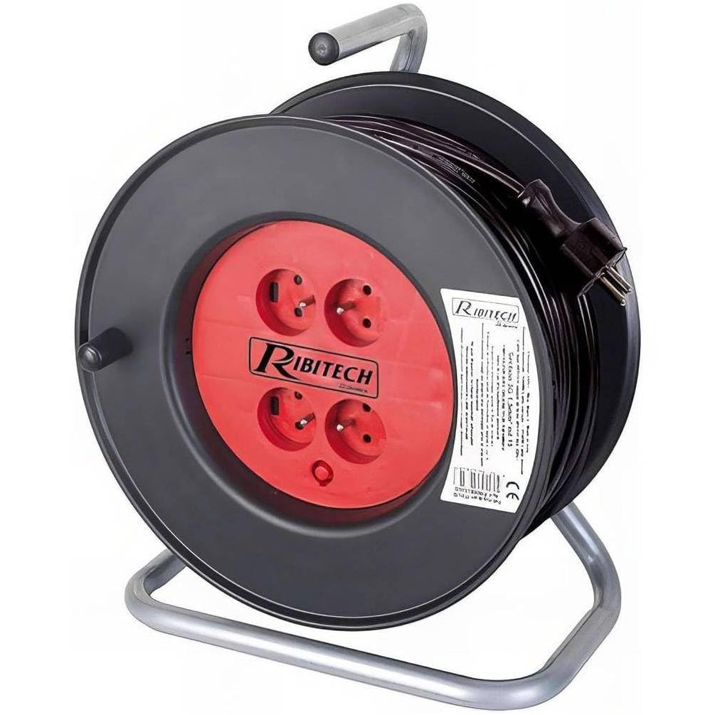 Enrouleur Électrique 4 Prises 25m - H05VV-F - 3x1,5 mm_ - Pratique et Sécurisé - D-Work