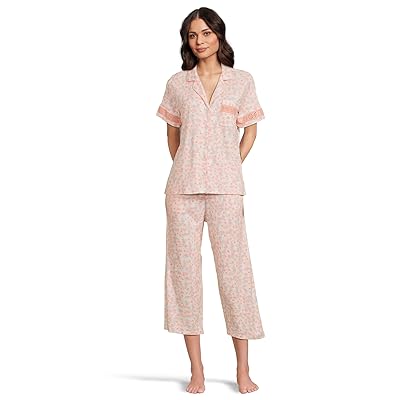 Karen Neuburger Notch Collar And Capri Pajama Set With Eyelet Inserts Women