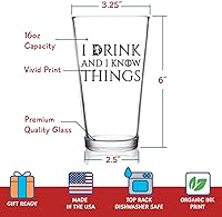 Vista 4 de I Drink And I Know Things - Juego de copas de cerveza y vino, idea de regalo genial para despedida de soltera, boda, compromiso, aniversario