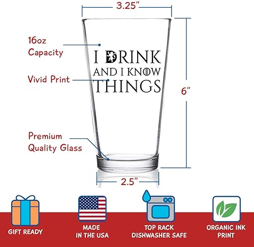 Miniatura 4 de I Drink And I Know Things - Juego de copas de cerveza y vino, idea de regalo genial para despedida de soltera, boda, compromiso, aniversario y