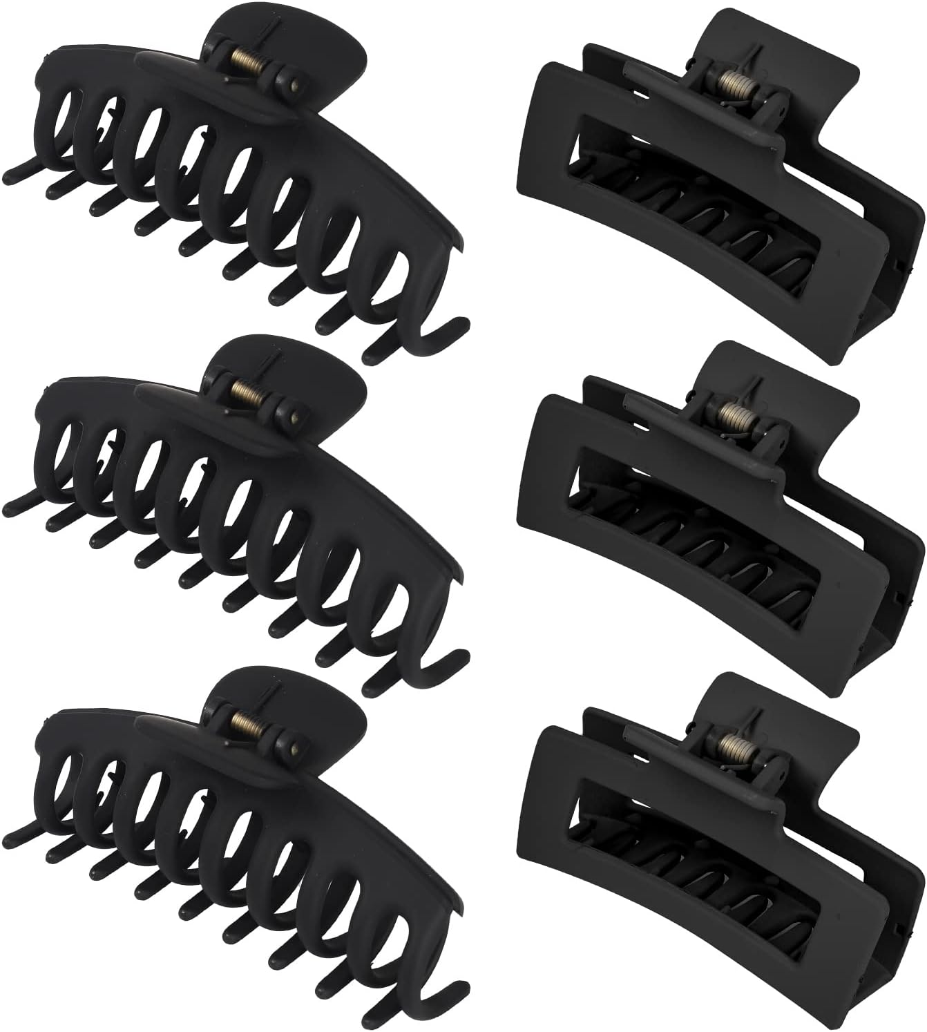 79Style 6pcs Hair Claw Clips For Women - Big 3.5 Inch Banana Hair Clips, Plastic Claws For Thick, Thin, Long Hair, Cute Accessory For Girls (Black)