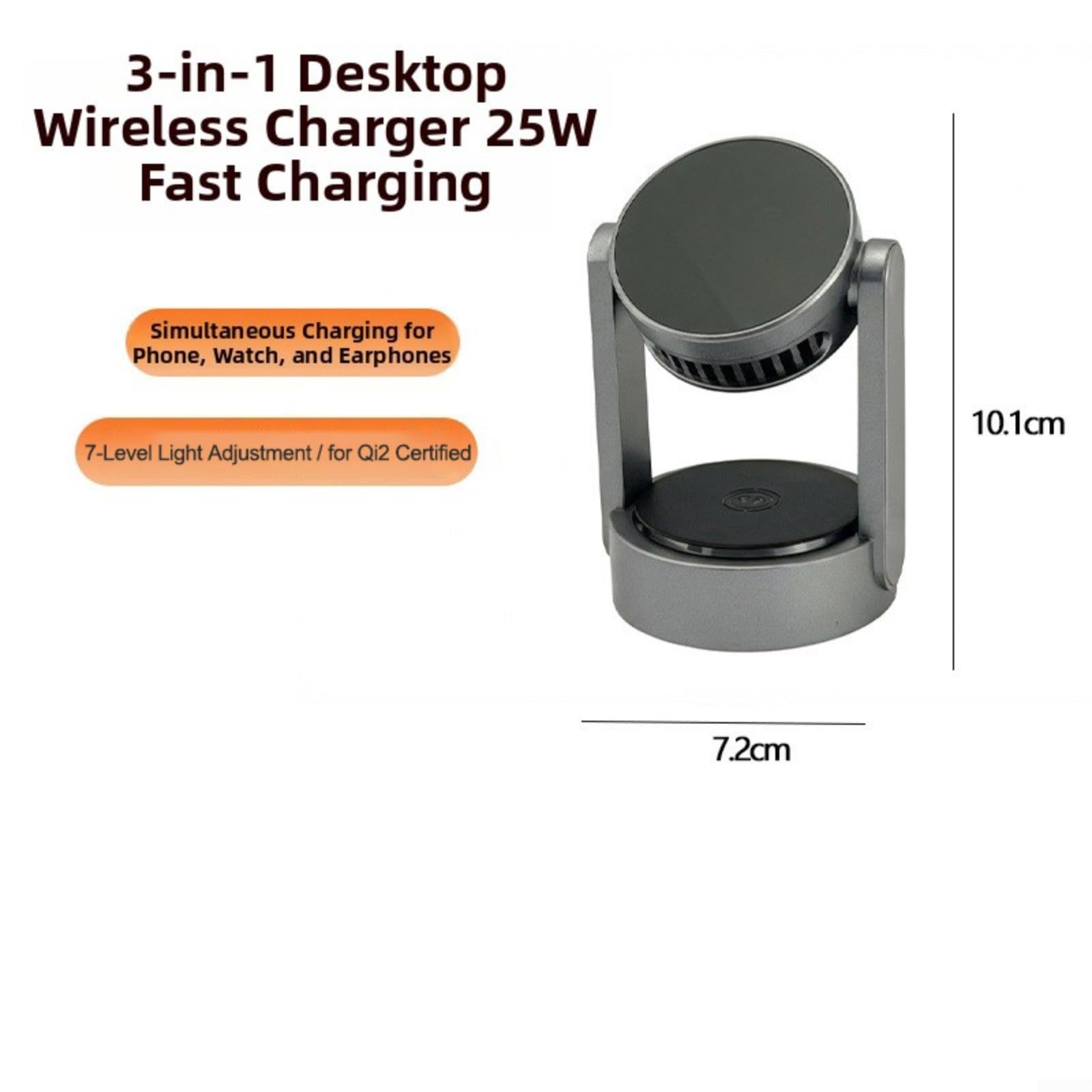 Cargador inalámbrico magnético 3 en 1, soporte de carga rápida de 25 W con rotación automática, para iPhone 16/15/14/13/12, reloj y para AIRPODS, viajes (15 W negro)
