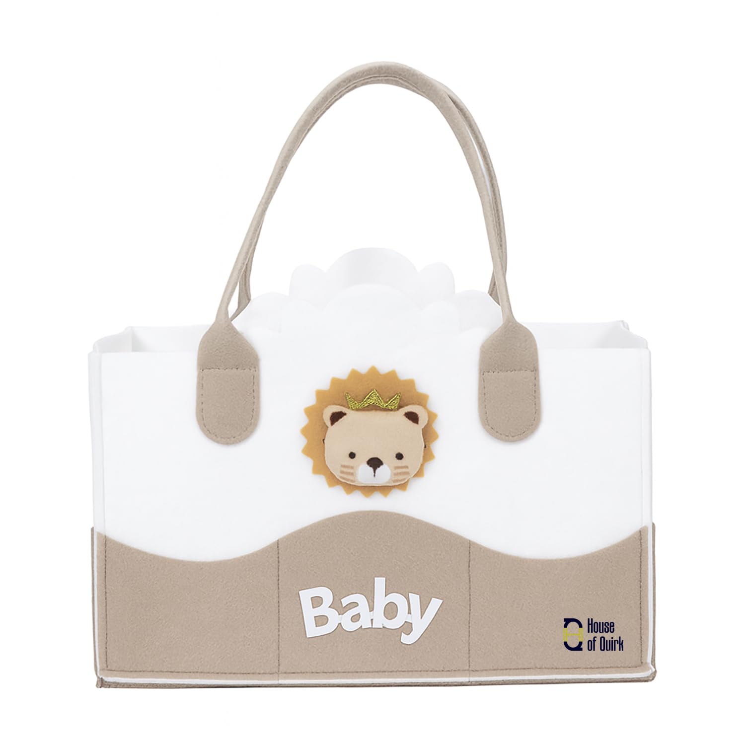 House of Quirk Baby Diaper Caddy Organizer | Portable Nursery Storage Basket for Diapers & Wipes | Baby Shower Gift & Car Organizer for Newborn Essentials – Bear White - Image 2 thumbnail